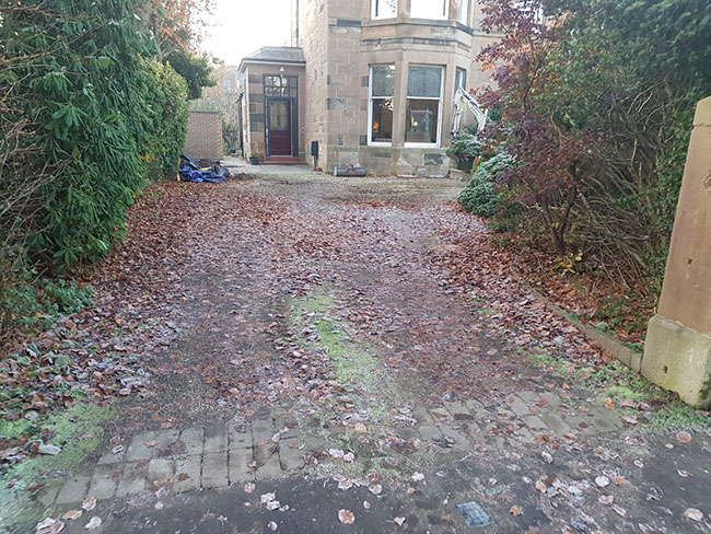 Before photo of the driveway in Glasgow. Newlands Road