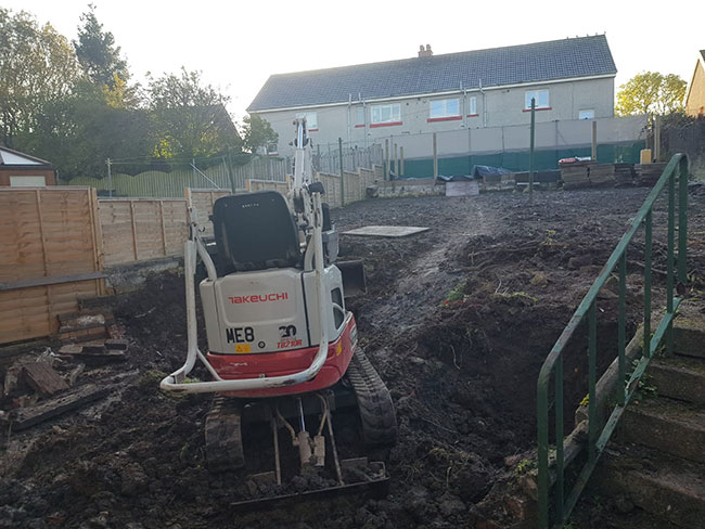 Garden has just been dug up with our mini digger, which is available to hire