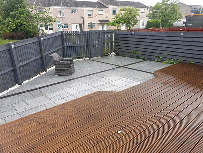 Timber decking treated with oak colour decking oil