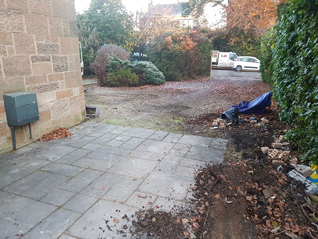 Before photo of the driveway in Glasgow. Newlands Road