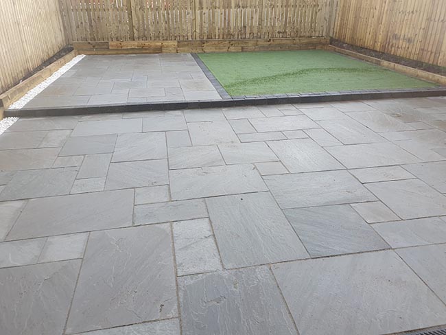 Artificial Grass and Garden Slabbing Project in Glasgow