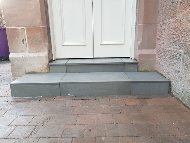 New steps up to a front door in Glasgow